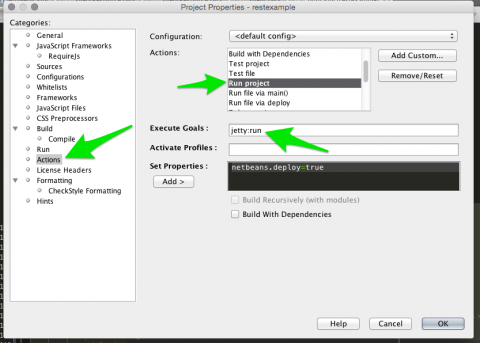 NetBeans - project properties pane
