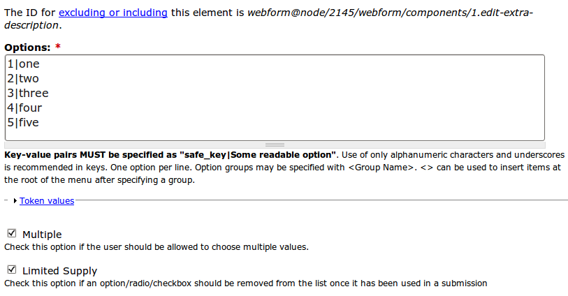 Limited Supply Options Lists in Webforms
